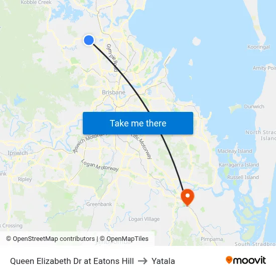 Queen Elizabeth Dr at Eatons Hill to Yatala map