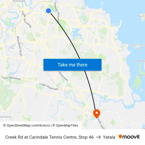 Creek Rd at Carindale Tennis Centre, Stop 46 to Yatala map