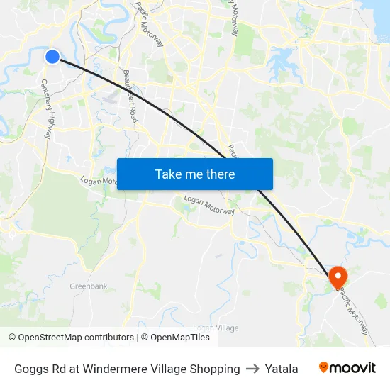Goggs Rd at Windermere Village Shopping to Yatala map