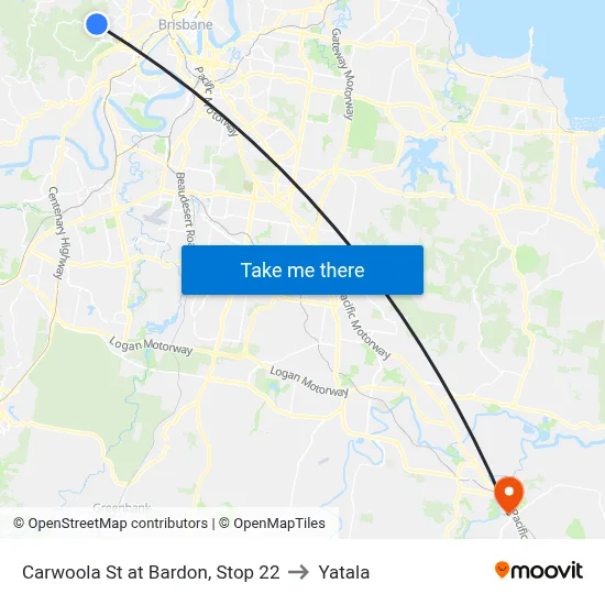Carwoola St at Bardon, Stop 22 to Yatala map