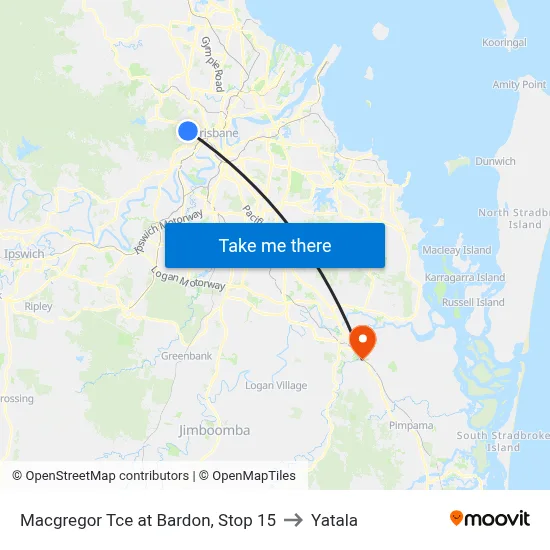 Macgregor Tce at Bardon, Stop 15 to Yatala map