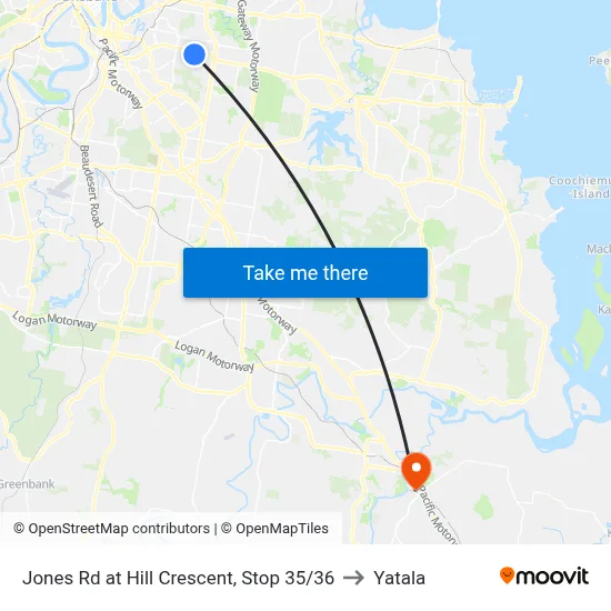 Jones Rd at Hill Crescent, Stop 35/36 to Yatala map