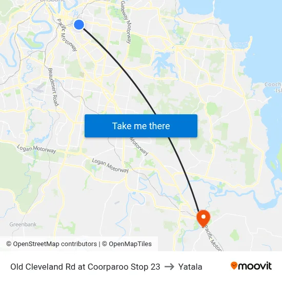 Old Cleveland Rd at Coorparoo Stop 23 to Yatala map