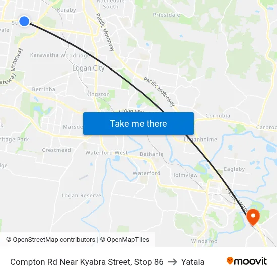 Compton Rd Near Kyabra Street, Stop 86 to Yatala map