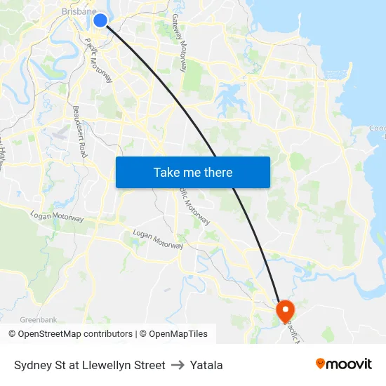 Sydney St at Llewellyn Street to Yatala map