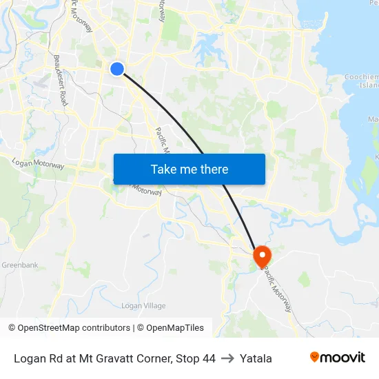 Logan Rd at Mt Gravatt Corner, Stop 44 to Yatala map