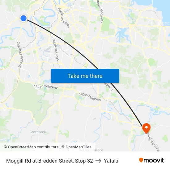 Moggill Rd at Bredden Street, Stop 32 to Yatala map