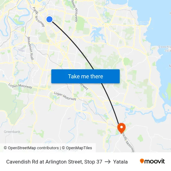 Cavendish Rd at Arlington Street, Stop 37 to Yatala map