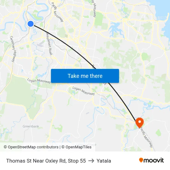 Thomas St Near Oxley Rd, Stop 55 to Yatala map