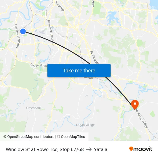 Winslow St at Rowe Tce, Stop 67/68 to Yatala map