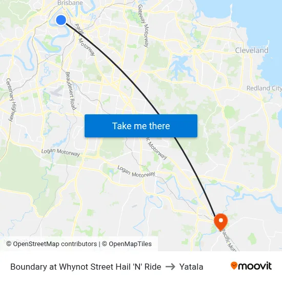 Boundary at Whynot Street Hail 'N' Ride to Yatala map