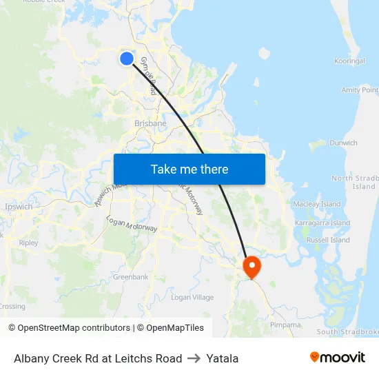 Albany Creek Rd at Leitchs Road to Yatala map