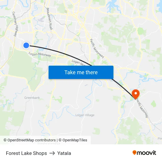 Forest Lake Shops to Yatala map