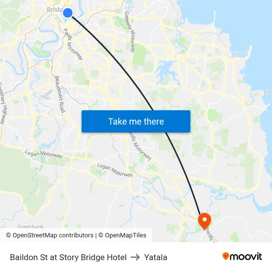 Baildon St at Story Bridge Hotel to Yatala map