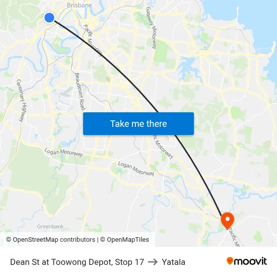 Dean St at Toowong Depot, Stop 17 to Yatala map