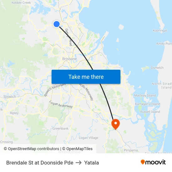 Brendale St at Doonside Pde to Yatala map