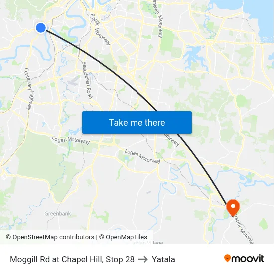 Moggill Rd at Chapel Hill, Stop 28 to Yatala map