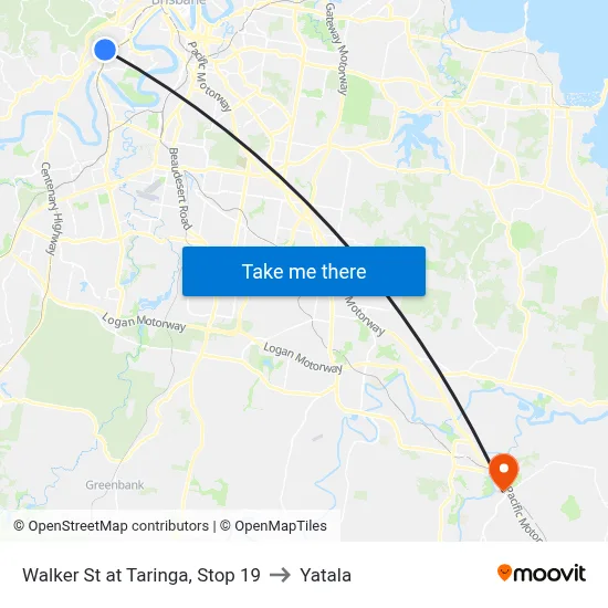 Walker St at Taringa, Stop 19 to Yatala map