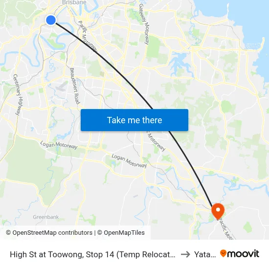 High St at Toowong, Stop 14 (Temp Relocation) to Yatala map