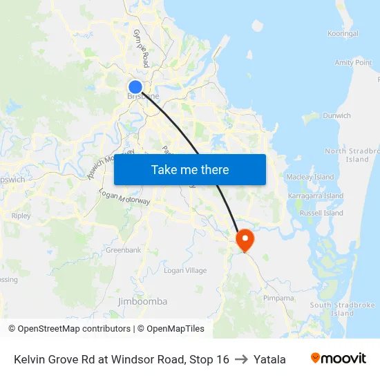 Kelvin Grove Rd at Windsor Road, Stop 16 to Yatala map