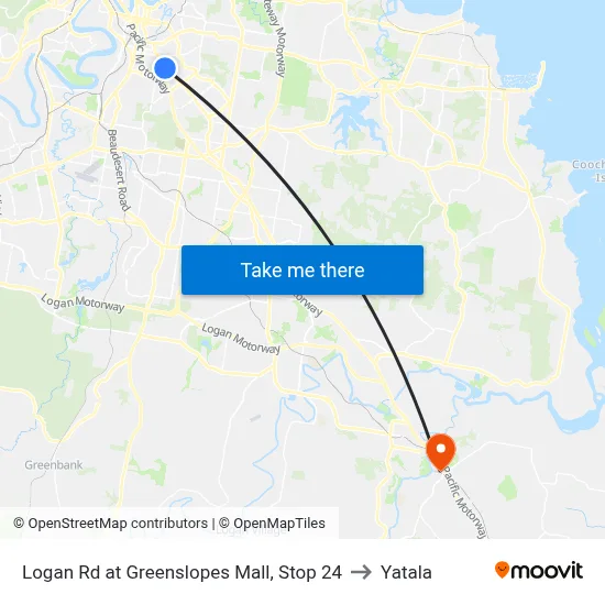 Logan Rd at Greenslopes Mall, Stop 24 to Yatala map