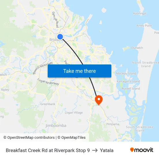 Breakfast Creek Rd at Riverpark Stop 9 to Yatala map