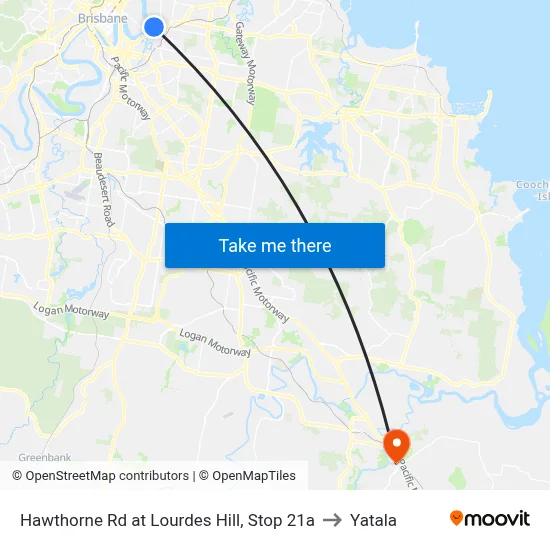 Hawthorne Rd at Lourdes Hill, Stop 21a to Yatala map