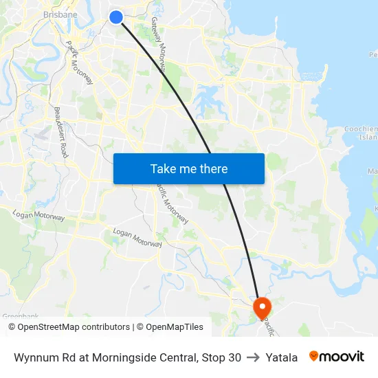 Wynnum Rd at Morningside Central, Stop 30 to Yatala map