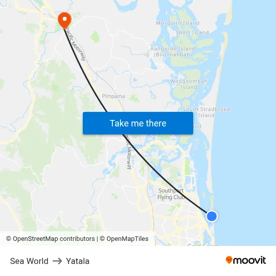 Sea World to Yatala map