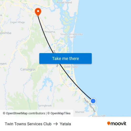 Twin Towns Services Club to Yatala map