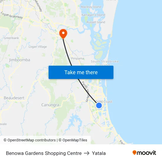 Benowa Gardens Shopping Centre to Yatala map