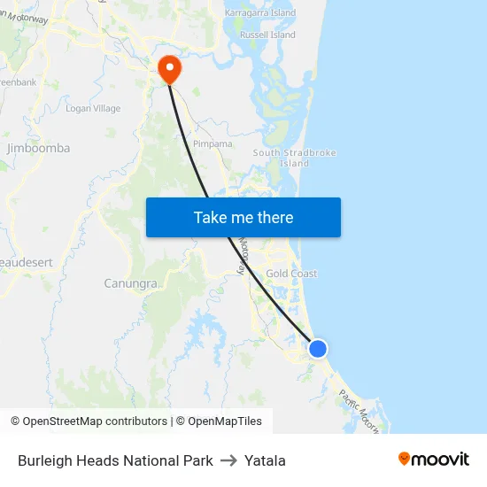 Burleigh Heads National Park to Yatala map