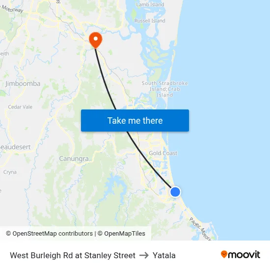 West Burleigh Rd at Stanley Street to Yatala map