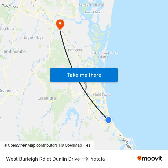 West Burleigh Rd at Dunlin Drive to Yatala map