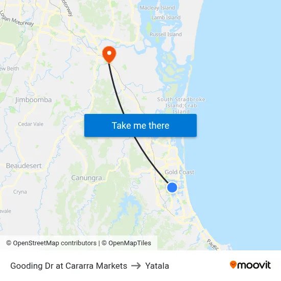 Gooding Dr at Cararra Markets to Yatala map