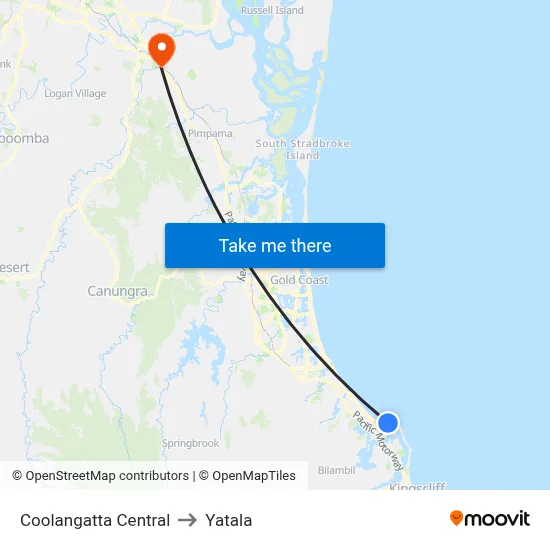 Coolangatta Central to Yatala map
