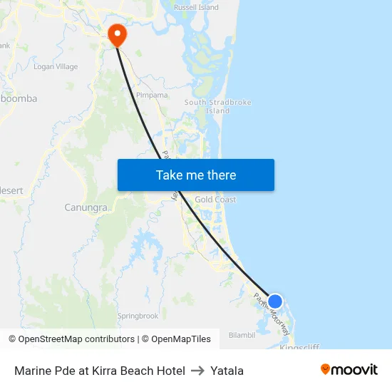 Marine Pde at Kirra Beach Hotel to Yatala map