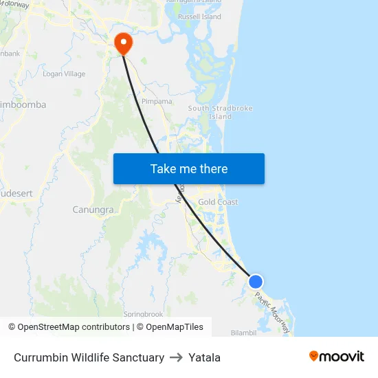 Currumbin Wildlife Sanctuary to Yatala map