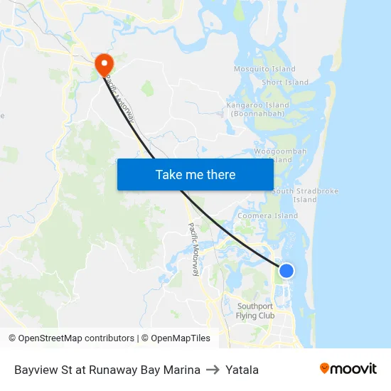 Bayview St at Runaway Bay Marina to Yatala map
