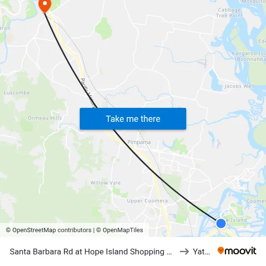 Santa Barbara Rd at Hope Island Shopping Centre to Yatala map