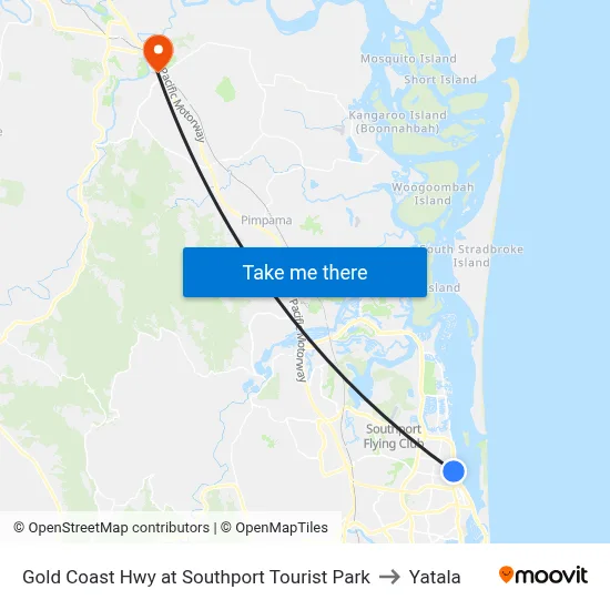 Gold Coast Hwy at Southport Tourist Park to Yatala map