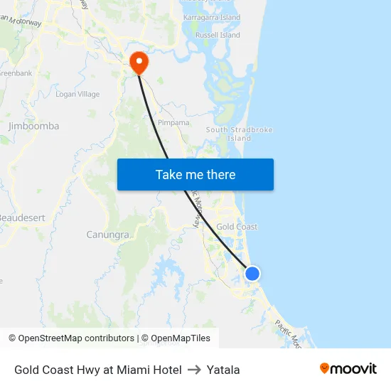 Gold Coast Hwy at Miami Hotel to Yatala map