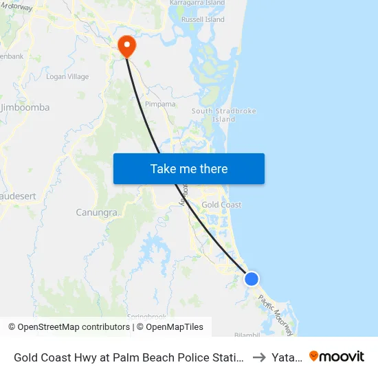 Gold Coast Hwy at Palm Beach Police Station to Yatala map