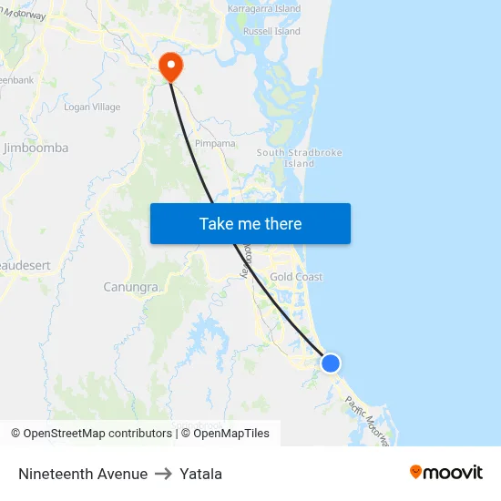 Nineteenth Avenue to Yatala map