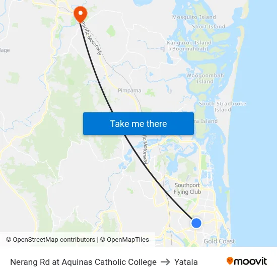 Nerang Rd at Aquinas Catholic College to Yatala map