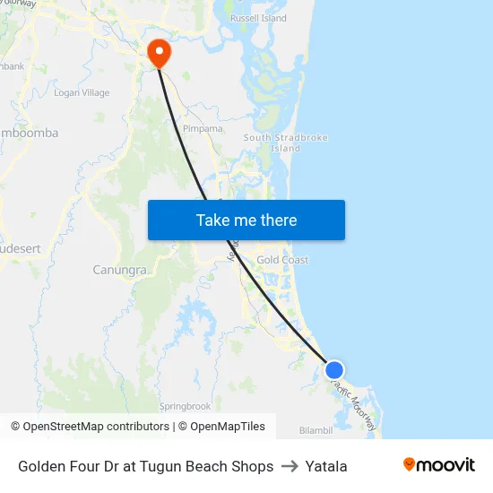 Golden Four Dr at Tugun Beach Shops to Yatala map