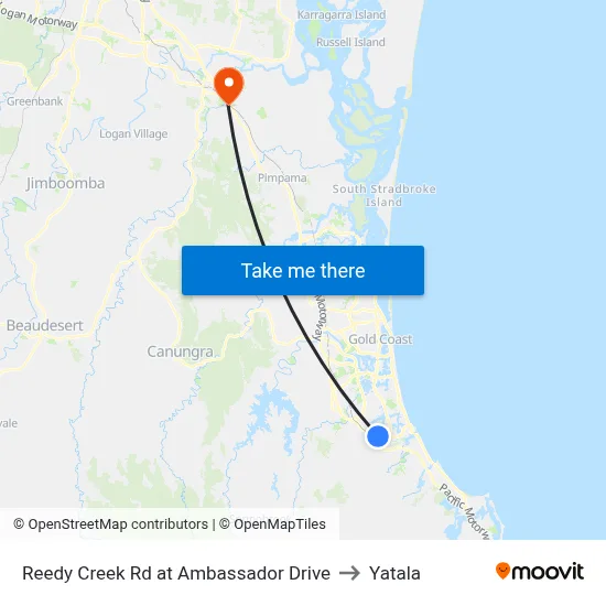 Reedy Creek Rd at Ambassador Drive to Yatala map