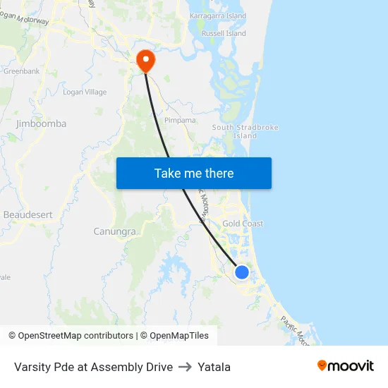 Varsity Pde at Assembly Drive to Yatala map