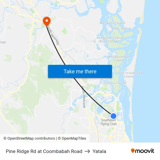 Pine Ridge Rd at Coombabah Road to Yatala map