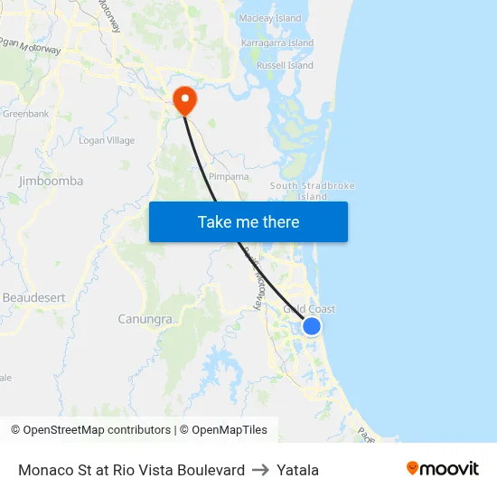 Monaco St at Rio Vista Boulevard to Yatala map